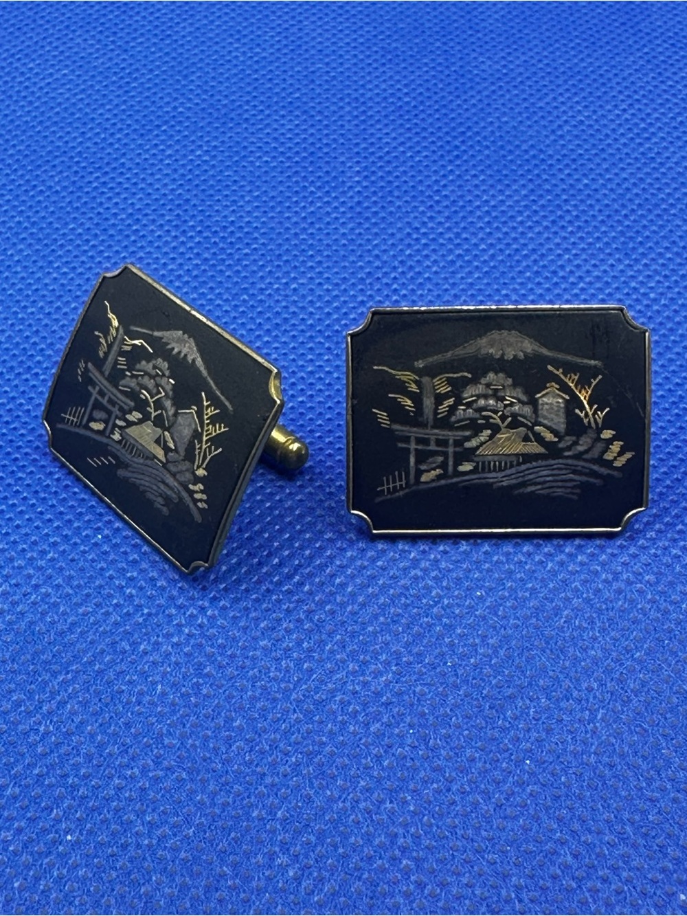 Vintage Mid-Century Japanese Damascene Cufflinks